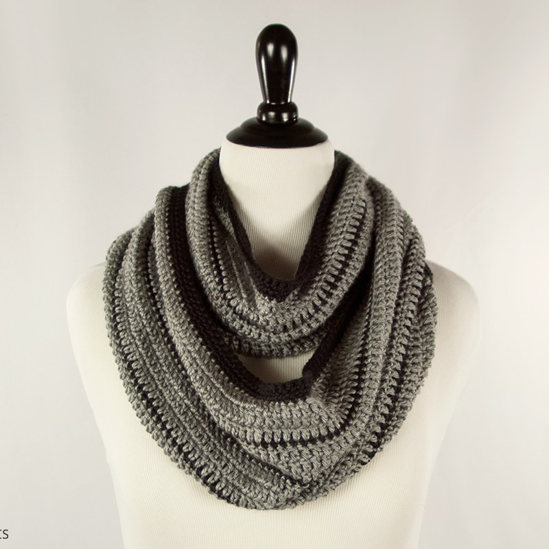 Black Stripe Handmade Infinity Scarf | Webster Fiber Arts | Etsy