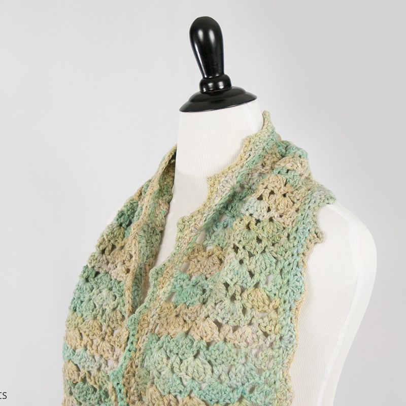 Pastel Shell Handmade Crochet Scarf | Webster Fiber Arts