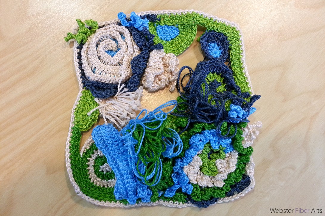 Freeform Pearl Cotton Work In Progress | Annie Webster | Webster Fiber Arts